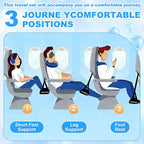 BreezeHug 4 Pcs Travel Comfort Kit with Memory Foam Travel Pillow Airplane Footrest Hammock 3D Contoured Eye Mask Compression Socks Neck Pillow for Car Flight Sleeping Support (Black)