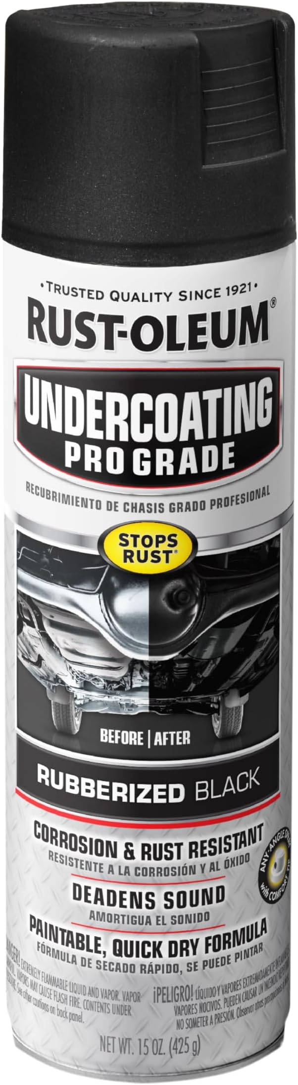 Rust-Oleum 248656 Professional Grade Rubberized Undercoating Spray, 15 oz, Black