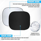 2 Piece Car Windshield Sun Shade Foldable | Durable Polyester Windshield Sunshade Blocks Sun, Heat, and UV Rays | Sunshade for Car Ensuring Interior Protection | Small (29"x23.5")