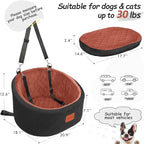 Dog Car Seat for Small Dogs Up to 30 Lbs,Ultra Soft Fabric Fill in Comfy Memory Foam,Happy Pet Ride,2 Safety Dog Leashes,Fully Detachable and Washable,Anti Slip Base (Black/Brown, Small)