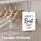 World's Best Granny Grandma Gifts Car Air Freshener Hanging 3 Pack, Christmas Car Accessories Gifts for Grandma Women Holiday, Rustic Scent Card Lavender for Closet Drawer Bathroom Decor