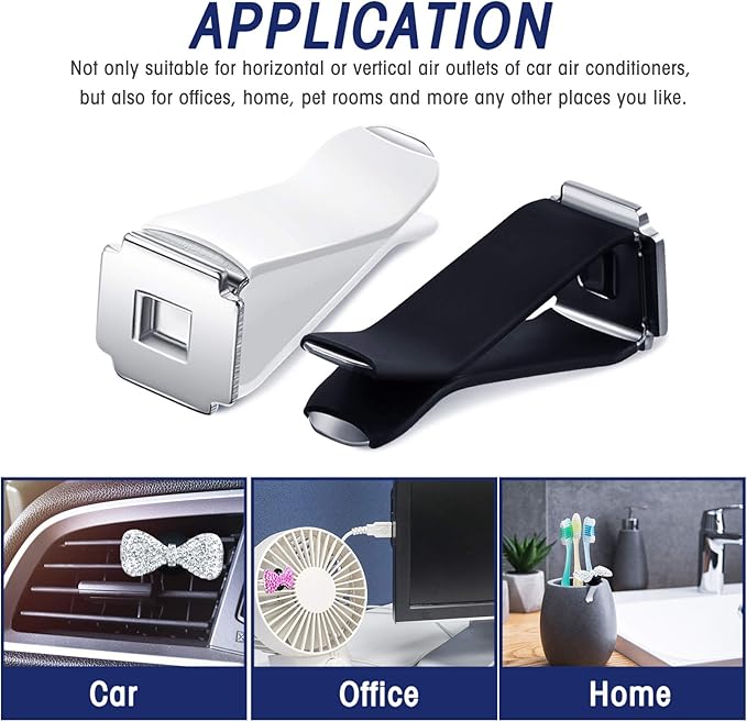 40 Pieces Square Head Car Air Vent Clips 12.66 mm Auto Air Conditioner Outlet Clips Air Freshener Clips for Car Air Vent Decoration (White, Black)