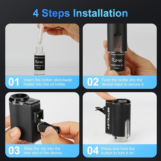 Smart Car Air Freshener Diffuser – Auto On/Off Aromatherapy Diffuse with 3 Scent Modes, USB Rechargeable, Vent Clip, Long-Lasting Essential Oil Refills – Stylish Automobile Decor, Car Accessory& Gift