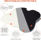 Car Seat Cushion, Comfort Memory Foam Car Cushions for Driving, Seat Cushion for Car Seat Driver with Wedge Design & Raised Back to Broaden Vision, Provides Comfort for Car, Truck, Office Chair