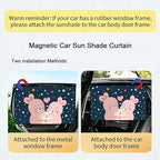 Magnetic Car Window Shade for Baby,Blackout Car Window Curtain,Car Shades for Side Windows,Sun Shade for Car Window baby,Cartoon Pattern Car Window Covers,UV Protection & Heat Blocking (Rabbit Family)