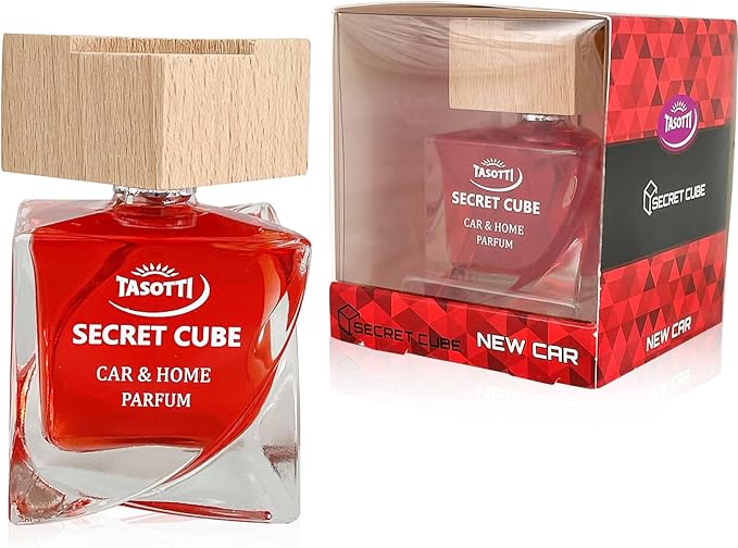 Tasotti Car Air Freshener, Luxury Perfume for Car and Home, Long-Lasting Air Freshener and Odor Eliminator, Secret Cube Collection (New Car)