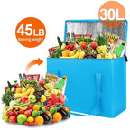 Bodaon 4-Pack Cooler Insulated Food Delivery Bag, X-Large Bags for Grocery/Catering/Shopping, Rideshare Delivery Bag, Thermal Hot Pizza, Large Cold and Frozen, XL Tote, Blue With Bottom