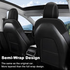 AOMSAZTO Car Seat Cover Fit for Tesla Model Y 2020 2024 - Half Surrounded Customized Seat Covers(Black with Red Stripe)