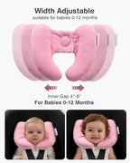 Baby Neck Pillow for Car Seat and Stroller, Adjustable Baby Head Support Pillow for Travel, Soft and Cushiony Torticollis Pillows for Infant and Newborn (Pink)