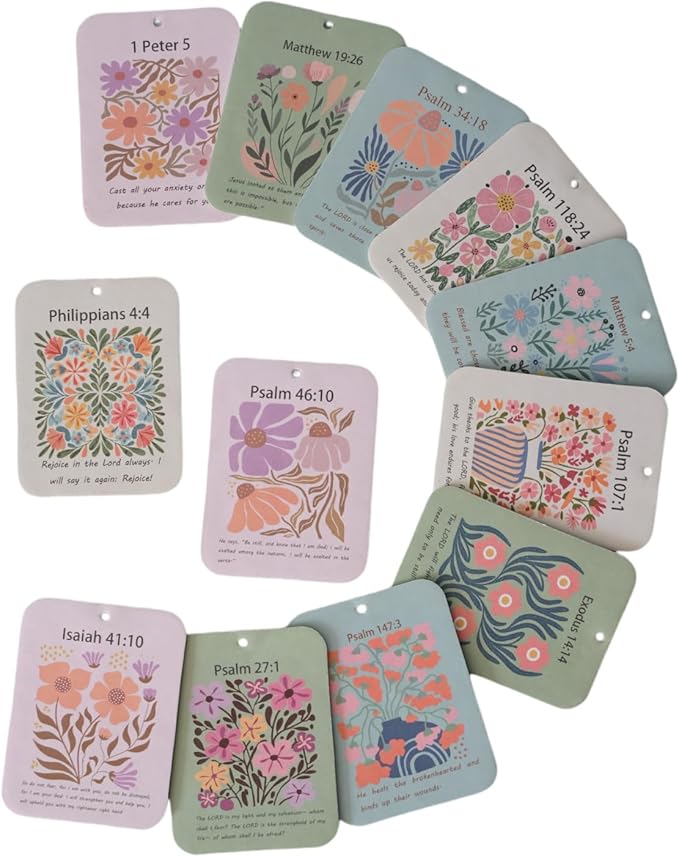 Car Fresheners for Women, 12 Scripture Car Air Freshener Set, Bible Verse Gifts for Women, Boho Car Accessories with Inspirational Quotes, Faith Present for Easter Mother's Day Mom Her Birthday 2x3 In