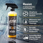Resist Graphene Spray Coating - UV Ceramic Coating for Cars - Advanced 2-in-1 Hybrid Formula for Incredibly Slick, Glossy Finish - Graphene Ceramic Coating Protection for Car, Boat, RV (16oz (2 Pack))
