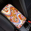 Dreaweet Hippie Flower Car Center Console Cushion Pad,Universal Armrest Seat Box Cover Protector,Comfortable Car Decor Accessories Fit for Most Cars,Trucks,SUV