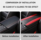 Stylish Car Center Console Cover,PU Leather Car Armrest Cover Prevent Scratches on Center Console,Universal Car Armrest Cushion Car Accessories Interior for Car SUV Truck (Red)
