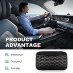 Car Center Console Cushion Pad, 12.6 × 7.48 Inches Waterproof Car Armrest Seat Box Cover, PU Leather Armrest Cover Protector for Most Vehicle, Universal Car Interior Accessories (Black)