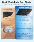 DMJN Umbrella Windshield Sun Shade for Toyota Tacoma, Car Sunshade for Front Windshield [Nano Ice-Crystal Coatings] UPF50+ Heat & UV Block, Protect Interior & Keep Cooler