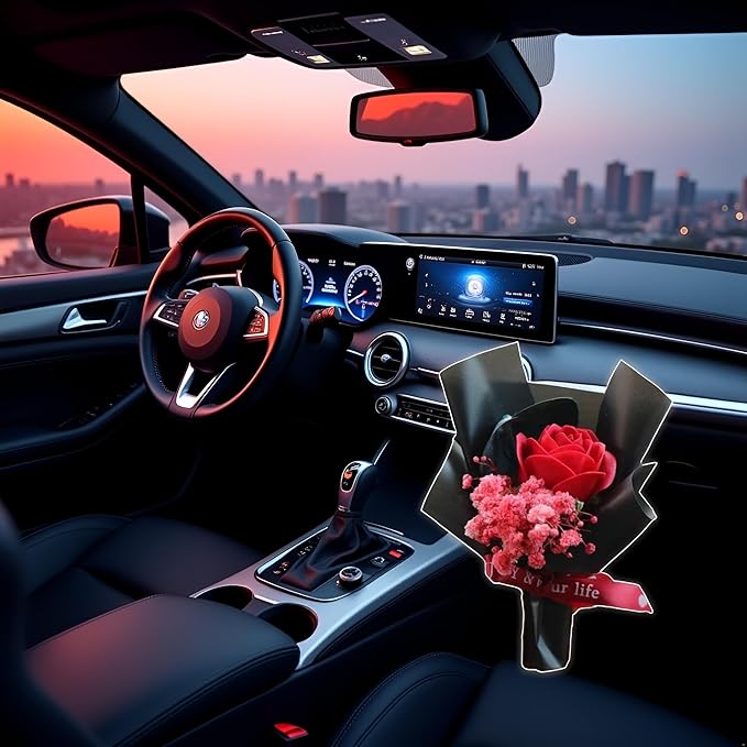 Red Fresh Flowers Mini Dried Flowers Bouquet for Car Air Vent Clips, Mini Flower Bouquet,Car Air Outlet Perfume Decoration, Car Air Fresheners Interior Accessories for Women Men