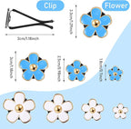 8PCS Daisy Flower Air Freshener Vent Clips - Cute Car Accessories for Women & Girls - Colorful Air Conditioning Outlet Clip - Blue, White