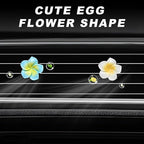 2PCS Flower Car Air Vent Clips, Cute Plumeria Automotive Air Fresheners Vents Clips Decoration, Girly Flower Auto Perfume Diffuser Decor Charm for Women (Blue+White)