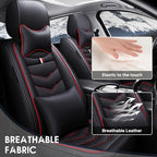 Full Set Seat Cover for Toyota Highlander 2001-2025, Waterproof Durable Premium Leather Car Seat Protector, Comfortable Anti-Slip Stylish Sport Seat Cover(5 Seats Luxury,Black Red)