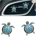 Sea Turtles Car Decor,Cute Beach Themed Air Freshener Vent Clips,2pcs Glamorous Blue Turtle Coastal Car Accessories Interior Decoration for Women,Refillable Outlet Diffuser