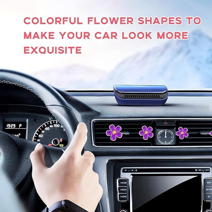 6PCS Daisy Flower Car Air Vent Clips, Cute Flower Shape Auto Air Freshener Outlet Clip, Vehicle Air Conditioning Clip Charm for Women Girls, Interior Decor Car Accessories (Purple)