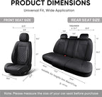 Auto Car Seat Covers Full Set Leather Cushion Protector Breathable Waterproof Seat Cover for Cars Universal Fit (Black, Full Set Without Headrest)