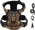 IVY&LANE No Pull Dog Harness with Leash Set, Reflective No Choke Pet Vest,Adjustable Oxford Dog Vest Harness with Easy Control Handle for Small Dogs (Dark Brown,S)