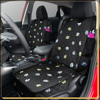 Riakrum Front Seat Dog Cover for Cars Trucks SUV Waterproof Scratchproof Nonslip Full Protection Pet Dog Car Seat Covers Cute Paw Print Front Passenger Chair Protector for Travel Bed Safety(Black)