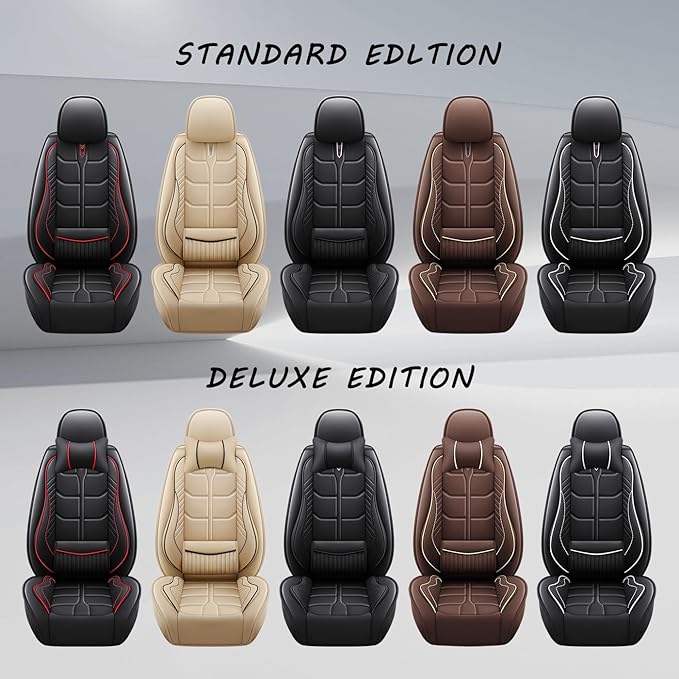 Leather Car Seat Covers Fit for Toyota Prius 2004-2024, 5 Seater Car Seat Cover, Premium Waterproof, Scratch Resistant Car Interior Accessories (Full Set Black Red)