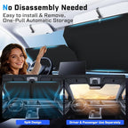 KUST Upgraded 2 Pack Retractable Automotive Sunshade Car Window Sunshades, Adjustable Auto Thickened Sunshade, Car Accessories for All Season, Black and Silver, Blocks UV Rays