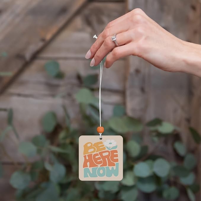 Studio Oh! Car Air Fresheners - Pack of 2 Scented Hanging Car Odor Eliminator - Unique Design with Decorative Bead - Be Here Now