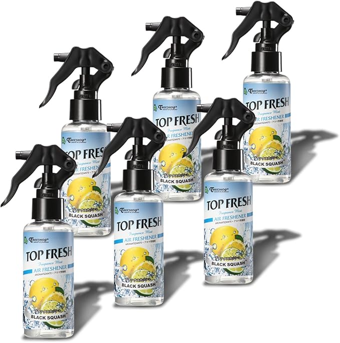Auto Dynasty Treefog Mist Spray Air Fragrance Freshener Bottle, Black Squash Scented, Pack of 6