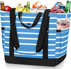 HUANLANG Soft Cooler Bag Insulated for Travel,Large Insulated Grocery Bags with Zippered Top,PEVA Collapsible Food Delivery Cooler Bag for Beach, Travel, Picnics