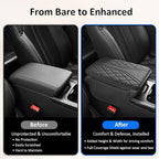 Car Center Console Cover with Storage Bags, Leather Armrest Pad Protector for SUV, Sedan, Truck Interior Accessories (Black)