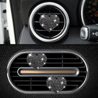 4PCS Heart-Shaped Car Vent Clip with Rhinestone, Vent Clip Car Accessories, Sparkly Rhinestone Bling Diamond Freshener Holder, Air Conditioning Outlet Ornament for Women Girls (Black, Style1)