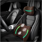 Car Headrest & Lumbar Support Cushion Ergonomic Car Seat Neck Back Rest Pillows Orthopedic Memory Foam Head Rest and Lower Lumbar Support Pillow Set Backrest Driving Seat Office Chair Support (Brown)