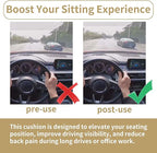 ESMING Car Booster Seat Cushion with Adjustable Height for Short Drivers, Tailbone Pain Relief, Breathable Mesh Memory Foam for Truck SUV Office Chair 15.7x15.7x4.7 Inches - Black