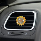Bling Sunflower Air Vent Clips, Golden Sunflower Car Air Fresheners Vent Clips Diffuser Diamond Car Decoration Rhinestone Interior Decor Cute Accessories for Women Girls