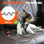 Dog Seat Belt for Car, Chew Proof Dog Leash 2 in 1 Steel Cable with Elastic Bungee Buffer Doggie Seatbelt Harness Latch Bar Attachment Heavy Duty Seat Belt for Dogs in Car for Medium Large