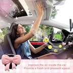 8 PCS Coquette Pink Bow Car Air Freshener Vent Clip, Cute Aesthetic Cars Scent Air Fresheners Vent Clips Decorations, Automotive Interior Accessories for Women Girl