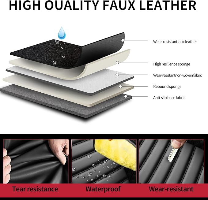 Fit Passport Car Seat Covers for Honda Passport 2019-2025 2026 - Upgraded Premium Waterproof & Breathable Leather, Airbag Compatible, All-Weather Seat Cushion Protector (Full Set, Black)