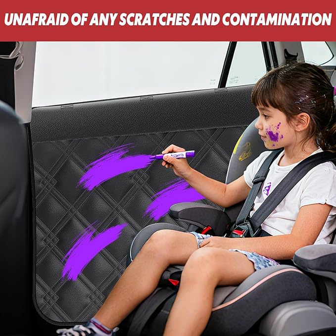 Dog Car Door Protector – 20% Larger Design for Trucks & Large SUVs, 2 Packs PU Material Thickened Waterproof Door Panel Covers, Protects Doors from Dog Scratching