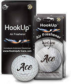 Golf Car Air Freshener by HookUp - 2 Pack - Black Gold Scent (Extra Strong) | Unique Golf Gift for Players, Coach, Fans | Hanging Car Accessory with Long Lasting Fresheners Smell