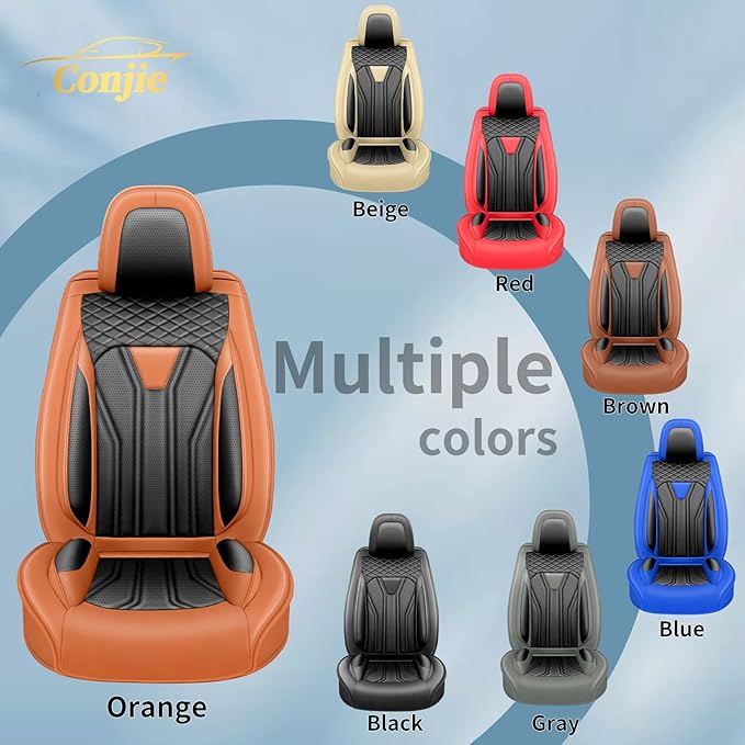 Fit Tucson Car Seat Covers Premium Leather for Hyundai Tucson 2010-2025 2026. Waterproof， Breathable, Scratch-Resistant & All-Weather Seat Cushion Protector (Full Set, Orange&Black)