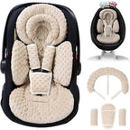 Infant Car Seat Insert with Extra Cushion for Preemie to Toddler, Reversible Newborn Carseat Insert for Baby Head Body Support, Fits for Stroller, Baby Swing, Bouncer - Dots, Beige