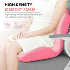 Ergonomic Lumbar & Seat Support Cushion, 2-in-1 Memory Foam Cushion with Coccyx Hollow Design for Office Chair, Car Seat, Home Use - Relieves Back & Hip Pain (Pink)