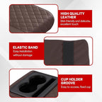 Car Center Console Armrest Pillow, 13.19"×7.87" Leather Car Arm Rest Cover, Memory Foam Auto Armrest Cushion with Cup Holder Phone Slot, Universal Vehicle Middle Console Cushion Pad (Coffee)