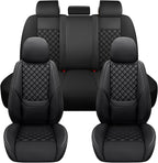 Full Coverage Leather Car Seat Covers Full Set,Waterproof Seat Covers for Cars,SUVs Trucks, Car Seat Cushion,Car Seat Protector with 5 Seats (Black, Full Set(Front and Rear-5 Seats))