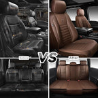 CAR PASS Nappa Leather Car Seat Covers Full Set, Luxury Seat Protector for Cars, Waterproof Anti-Slip Seat Cushion Armrest Compatible Airbag Universal for Sedan SUV Pick-up Truck Auto,Brown