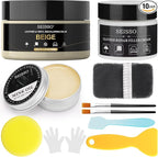 SEISSO Leather Repair Kit for Furniture, Beige Vinyl Repair Kit with Mink Oil for Couches, Color Restorer Conditioner, Leather Recoloring Balm for Scratches, Fading Shoes, Car Seat, Sofa